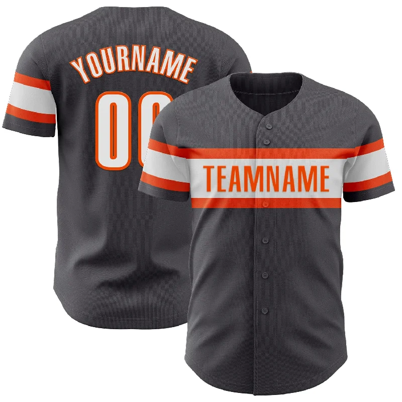 Baseball Jersey For Women-Custom Steel Gray White-Orange Authentic Baseball Jersey