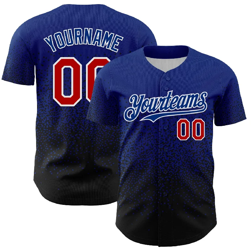 Baseball Jersey For MLB Fans-Custom Royal Red-Black 3D Pattern Design Gradient Style Irregular Shape Authentic Baseball Jersey