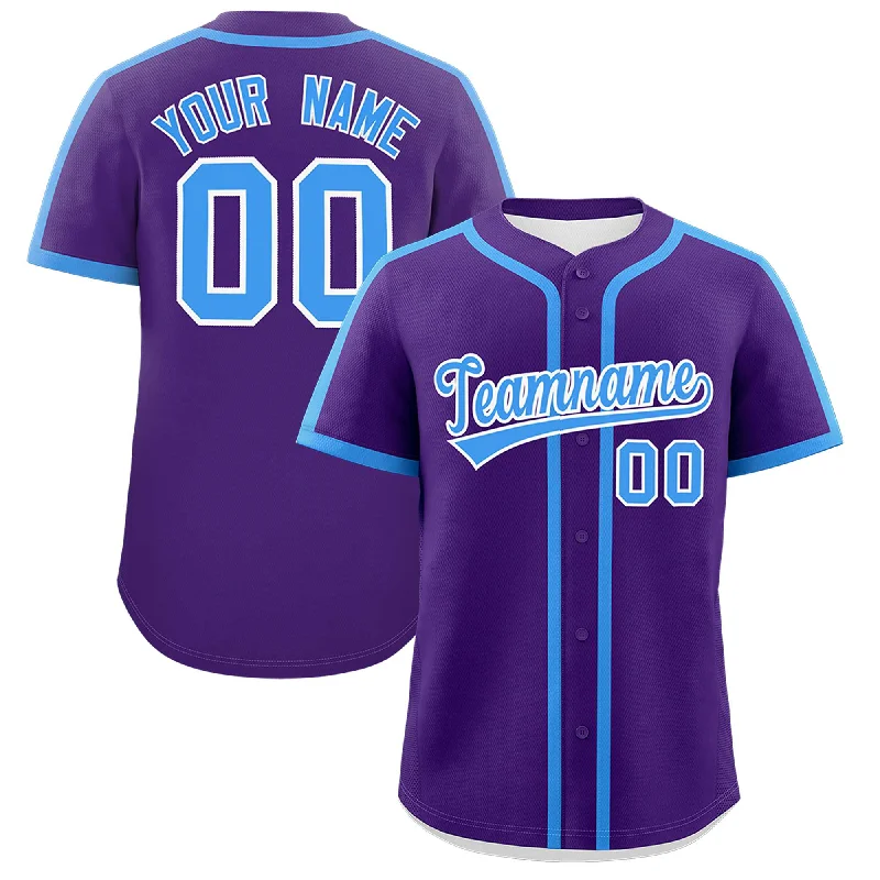 Baseball Jersey With UV Resistance-Custom Purple Powder Blue Personalized Classic Authentic Baseball Jersey