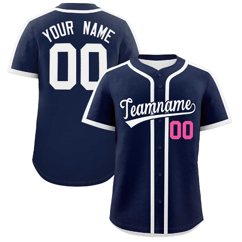 Baseball Jersey With Player Tribute-Custom Navy White Personalized Classic Authentic Baseball Jersey