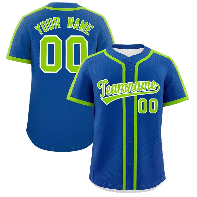 Baseball Jersey With Player Tribute-Custom Royal Neon Green Personalized Classic Authentic Baseball Jersey