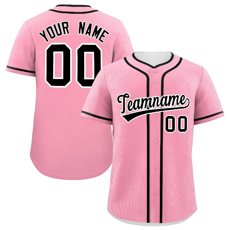 Baseball Jersey With Anime Graphics-Custom Light Pink Black Personalized Classic Authentic Baseball Jersey