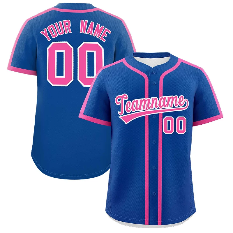 Baseball Jersey With Custom Name-Custom Royal Pink Personalized Classic Authentic Baseball Jersey