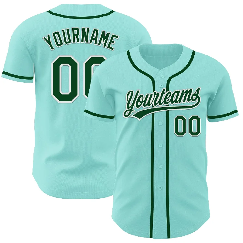 Baseball Jersey With Player Name-Custom Ice Blue Green-White Authentic Baseball Jersey