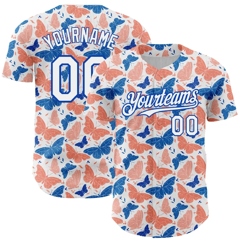 Baseball Jersey With Limited Edition Print-Custom White Royal 3D Pattern Design Animal Butterfly Authentic Baseball Jersey