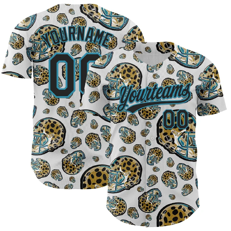 Baseball Jersey With Personalized Embroidery-Custom White Black-Panther Blue 3D Pattern Design Football Jaguar Helmet Authentic Baseball Jersey