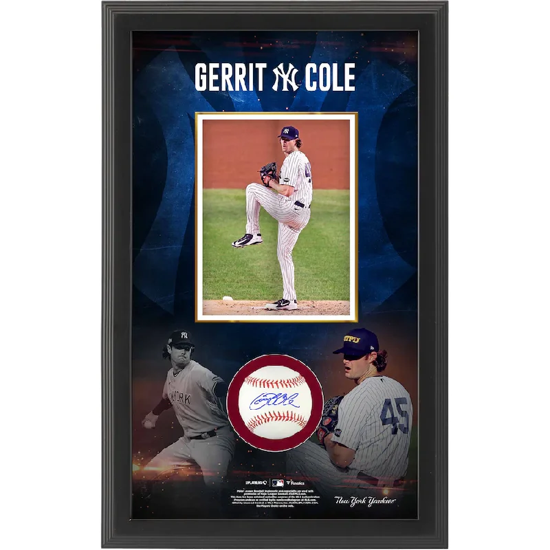 Baseball Pitching-Gerrit Cole Signed New York Yankees Baseball Shadowbox (Fanatics)