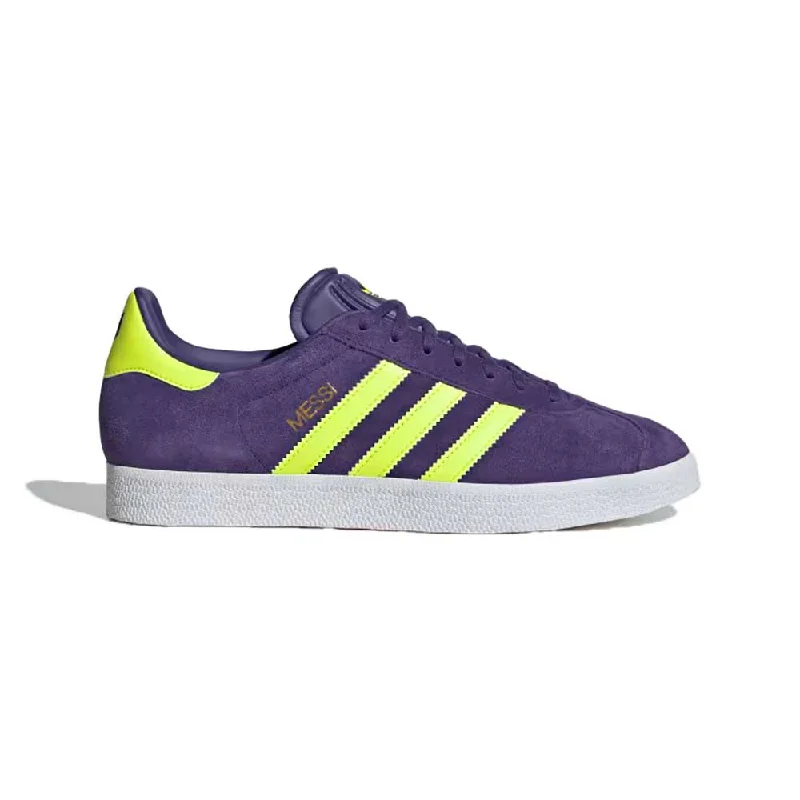 Football Shoes For Goalkeepers-Gazelle Messi Indoor Soccer Shoe - University Purple/Lucid lemon/Footwear White - Regular (D)