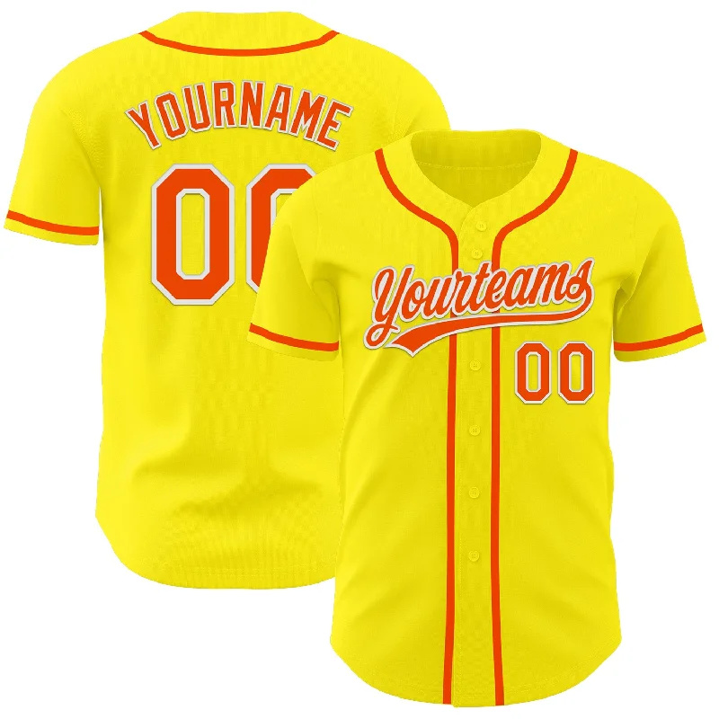 Baseball Jersey With Patches-Custom Light Yellow Orange-White Authentic Baseball Jersey