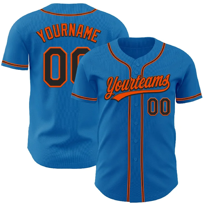 Baseball Jersey With Anime Graphics-Custom Blue Black-Orange Authentic Baseball Jersey