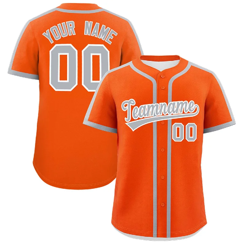 Baseball Jersey With Lightweight Fabric-Custom Orange Gray Personalized Classic Authentic Baseball Jersey