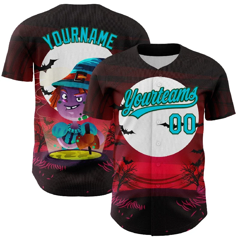 Baseball Jersey With Distressed Look-Custom Black Lakes Blue-Green 3D Halloween Authentic Baseball Jersey