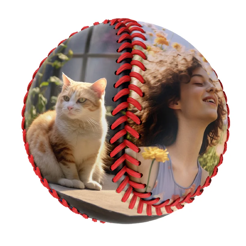 Personalized Pet Cat and Owner Photo Baseballs