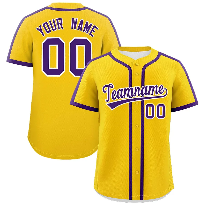 Baseball Jersey With American Flag-Custom Gold Purple Personalized Classic Authentic Baseball Jersey