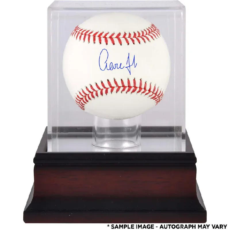 Baseball Double Play-Aaron Judge Signed New York Yankees Baseball and Mahogany Display Case (Fanatics)