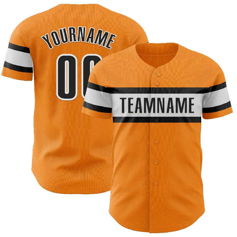 Baseball Jersey With High-Tech Material-Custom Bay Orange Black-White Authentic Baseball Jersey