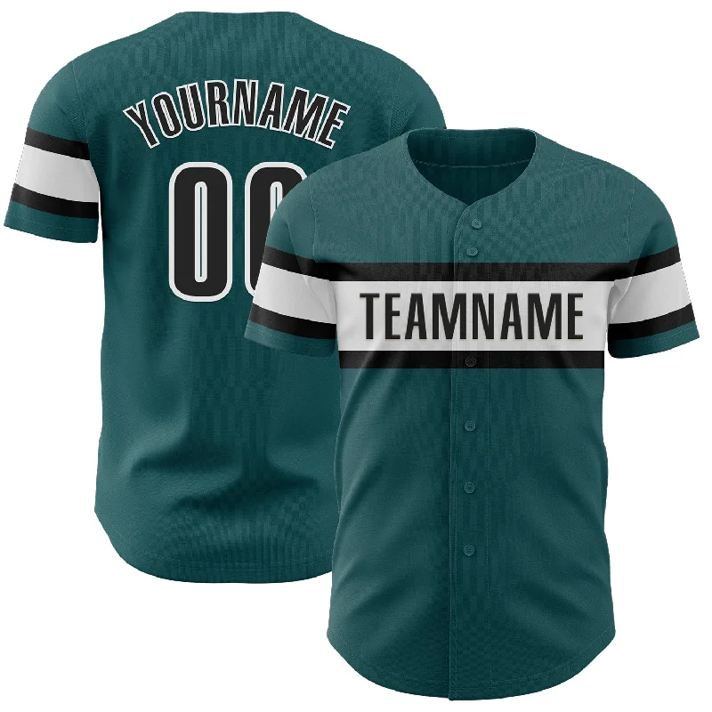 Baseball Jersey With Digital Print-Custom Midnight Green Black-White Authentic Baseball Jersey