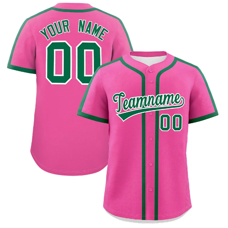 Baseball Jersey With Drawstring Hood-Custom Pink Kelly Green Personalized Classic Authentic Baseball Jersey