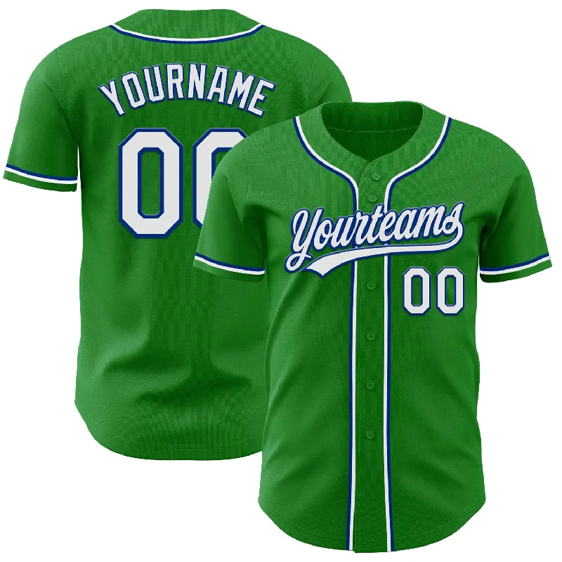 Baseball Jersey For Collectors-Custom Grass Green White-Royal Authentic Baseball Jersey