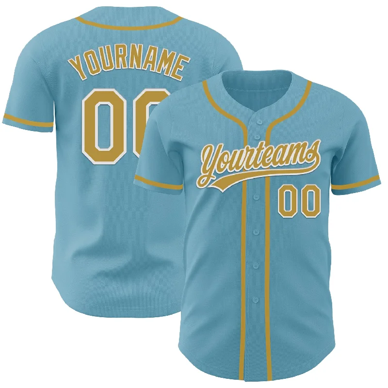 Baseball Jersey With Neon Colors-Custom Shadow Blue Old Gold-White Authentic Baseball Jersey