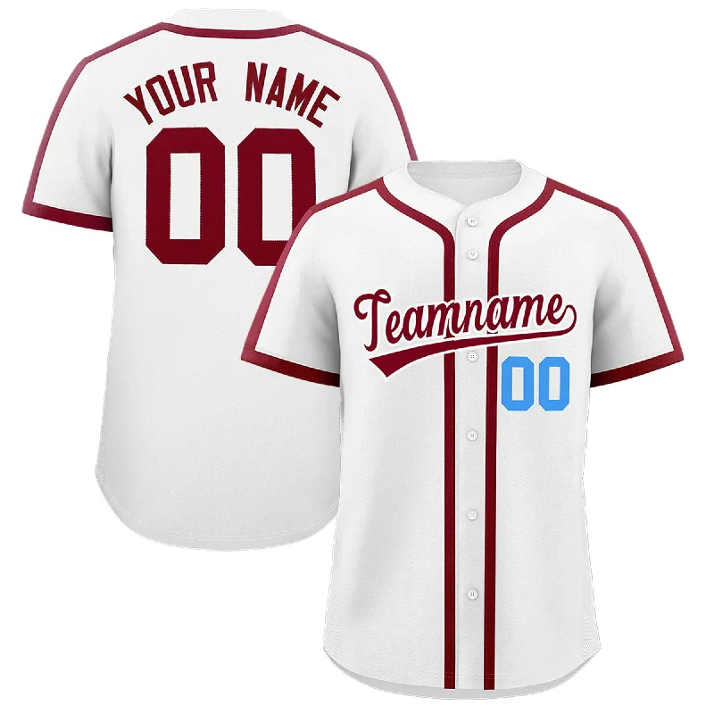 Baseball Jersey With Extra Ventilation-Custom White Crimson Personalized Classic Authentic Baseball Jersey