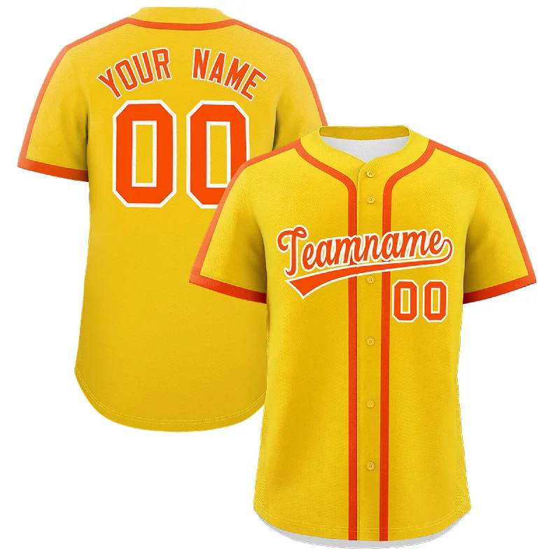 Baseball Jersey With Stretchable Fabric-Custom Gold Orange Personalized Classic Authentic Baseball Jersey