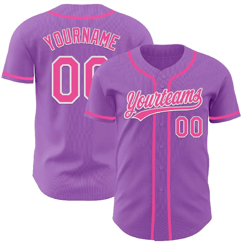 Baseball Jersey For Travel Teams-Custom Medium Purple Pink-White Authentic Baseball Jersey