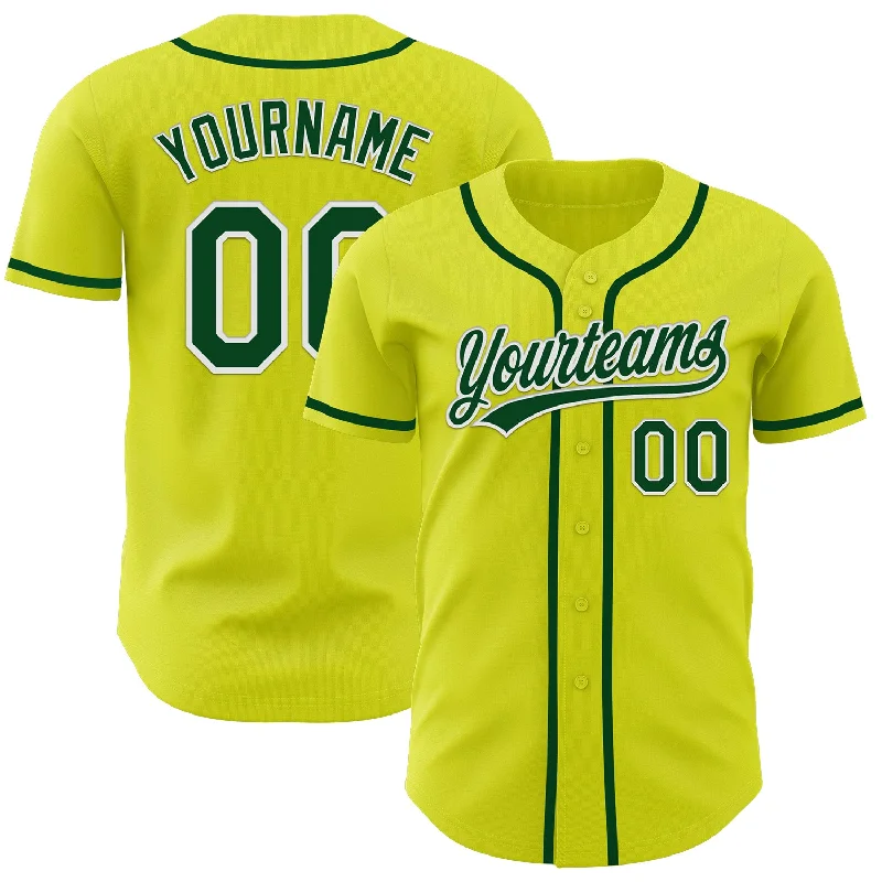 Baseball Jersey With Modern Look-Custom Neon Yellow Green-White Authentic Baseball Jersey