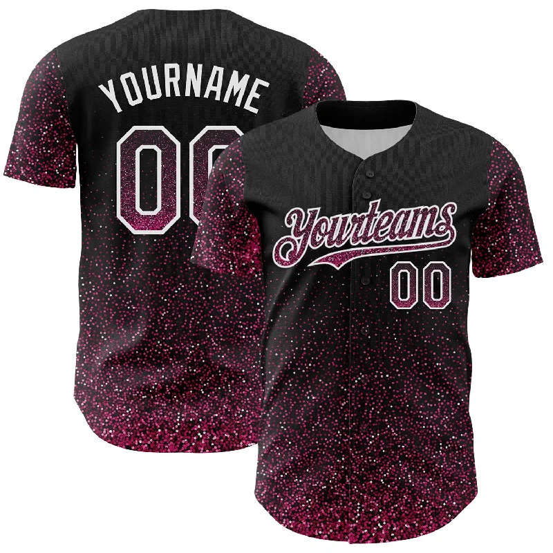 Baseball Jersey With Bold Colors-Custom Black Pink-White 3D Pattern Design Abstract Colorful Glittering Dot Authentic Baseball Jersey