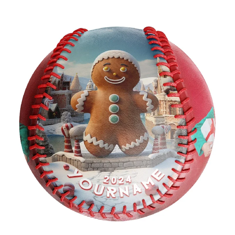 Baseball Batting Stance-Personalized Christmas Ginerbread Snow Photo Baseballs