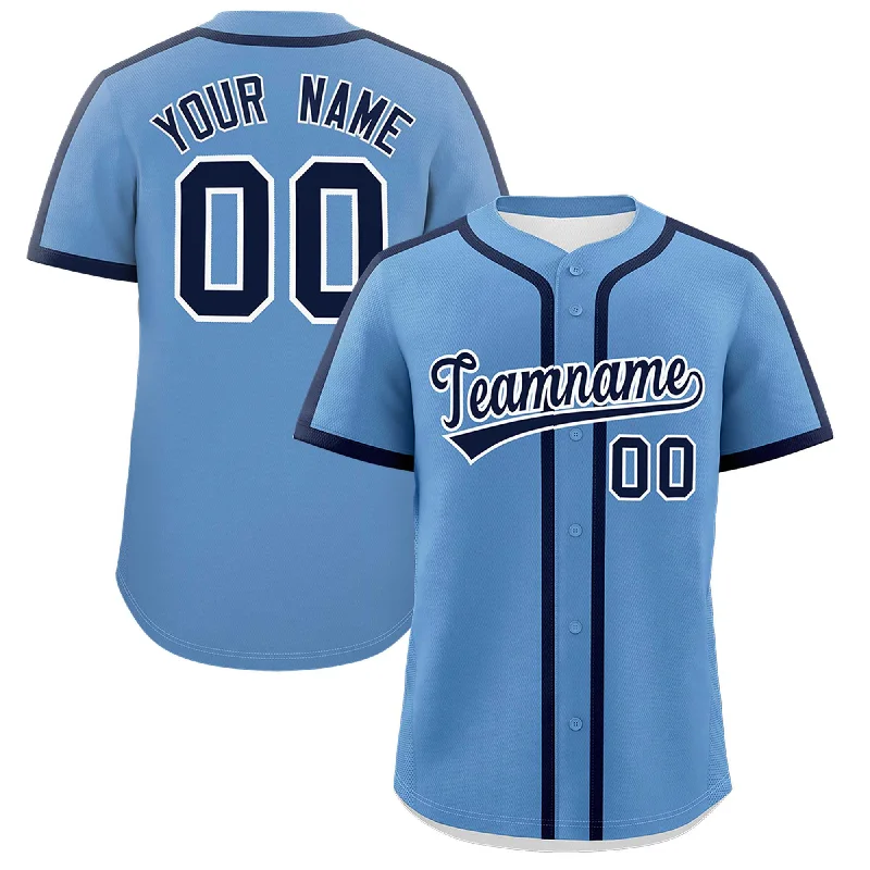 Baseball Jersey With Hidden Pockets-Custom Light Blue Navy Personalized Classic Authentic Baseball Jersey