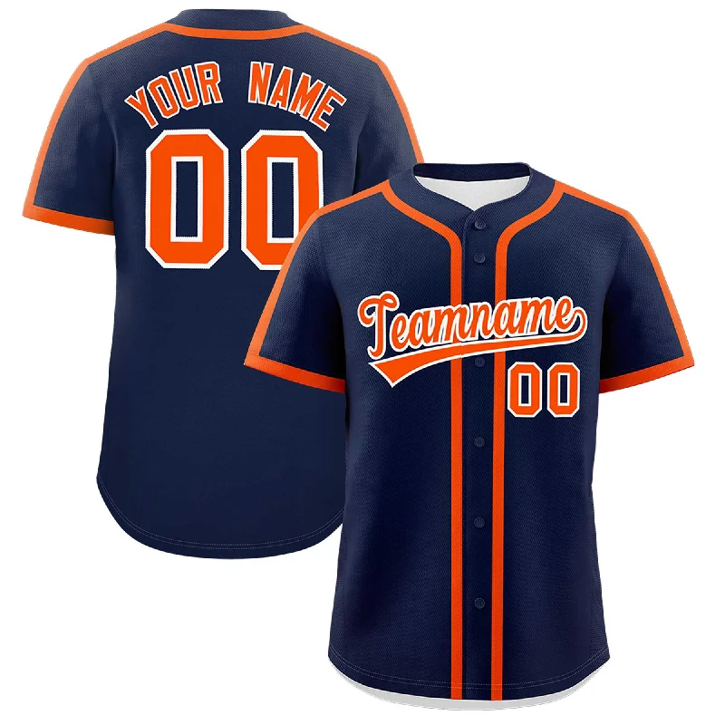 Baseball Jersey For Collectors-Custom Navy Orange Personalized Classic Authentic Baseball Jersey