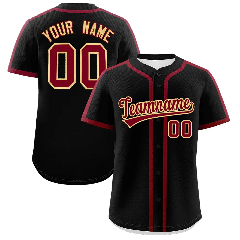 Baseball Jersey With Eco-Friendly Material-Custom Black Crimson Personalized Classic Authentic Baseball Jersey