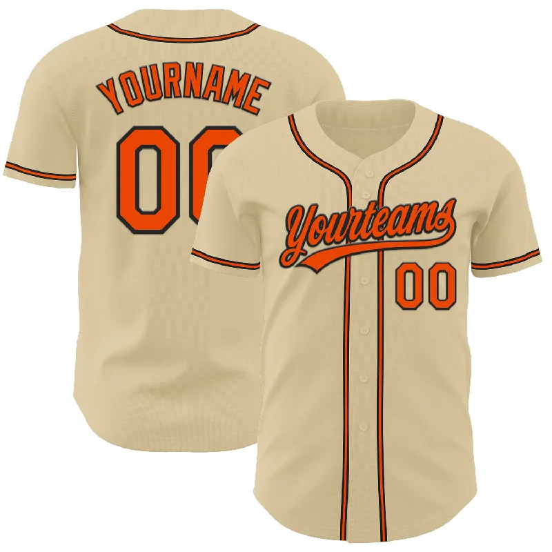 Baseball Jersey With Hidden Pockets-Custom Sand Orange-Black Authentic Baseball Jersey