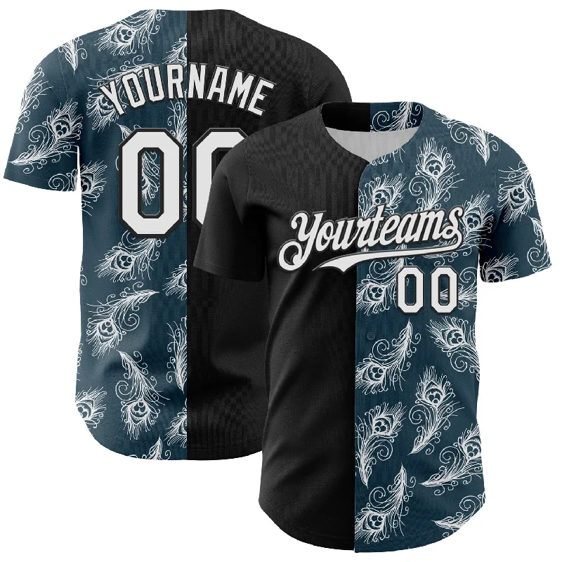 Baseball Jersey For Youth-Custom Black White 3D Pattern Design Vintage Tattoos Authentic Baseball Jersey