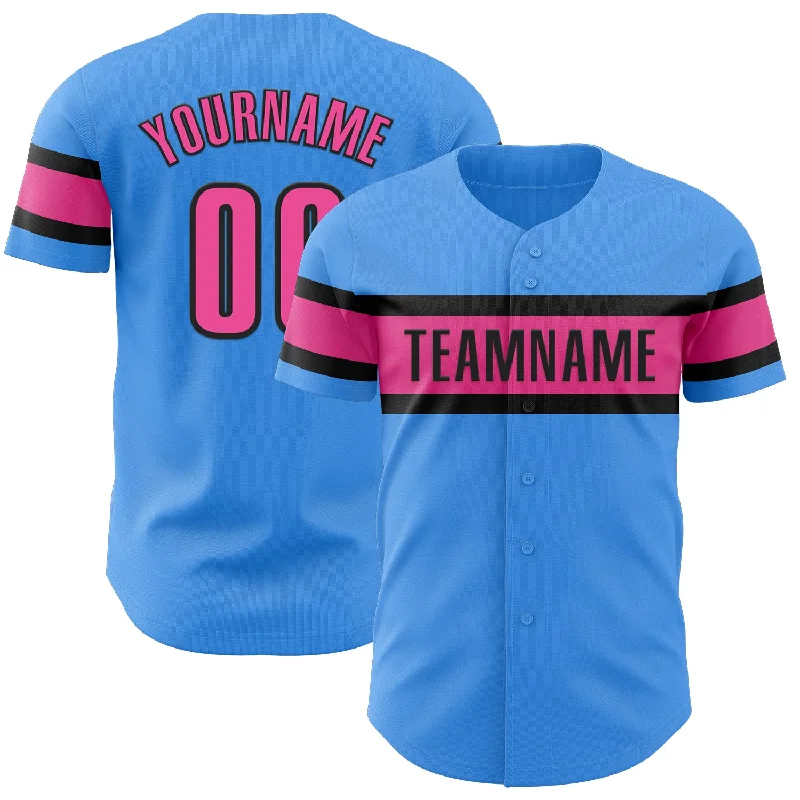 Baseball Jersey With Slim Fit-Custom Electric Blue Pink-Black Authentic Baseball Jersey