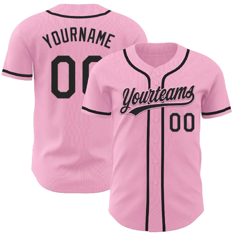 Baseball Jersey With Classic White-Custom Light Pink Black Authentic Baseball Jersey