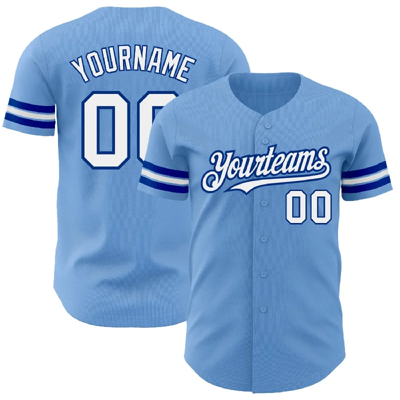 Baseball Jersey For Youth Teams-Custom Light Blue White-Royal Authentic Baseball Jersey