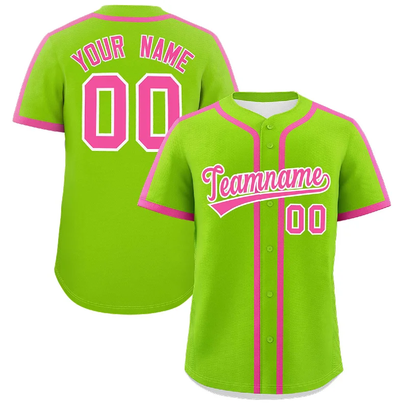 Baseball Jersey With Championship Edition-Custom Neon Green Pink Personalized Classic Authentic Baseball Jersey