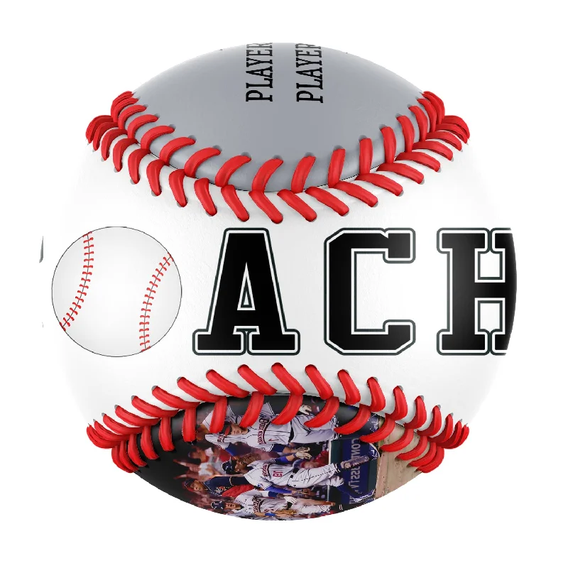 Baseball Game Day Preparation-Personalized White Coach Gift Photo Baseballs