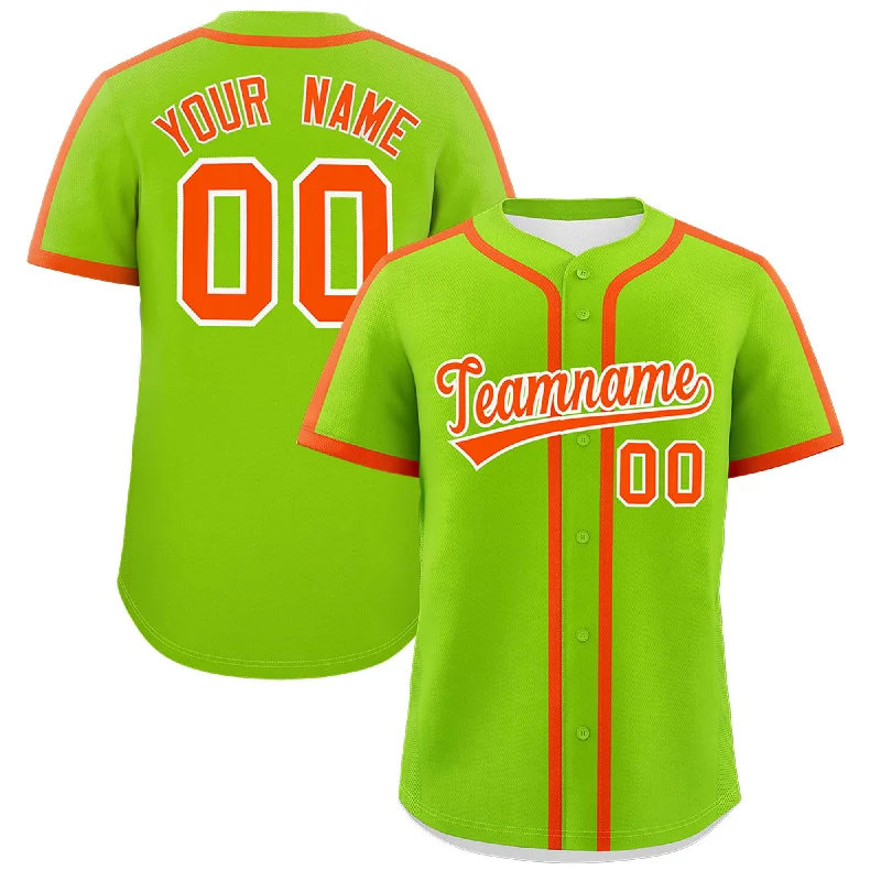 Baseball Jersey With Bold Colors-Custom Neon Green Orange Personalized Classic Authentic Baseball Jersey