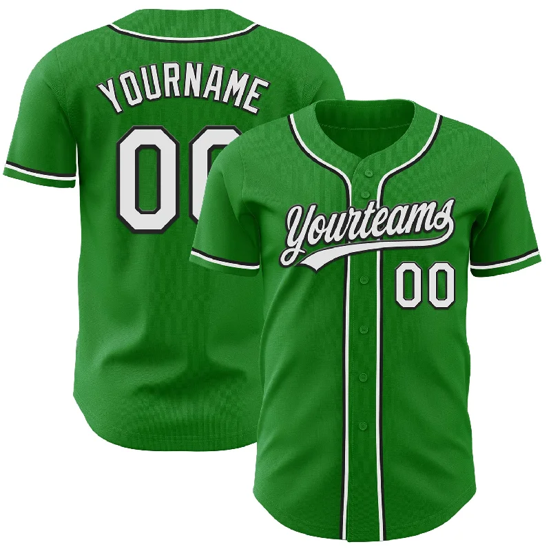 Baseball Jersey For Streetwear-Custom Grass Green White-Black Authentic Baseball Jersey