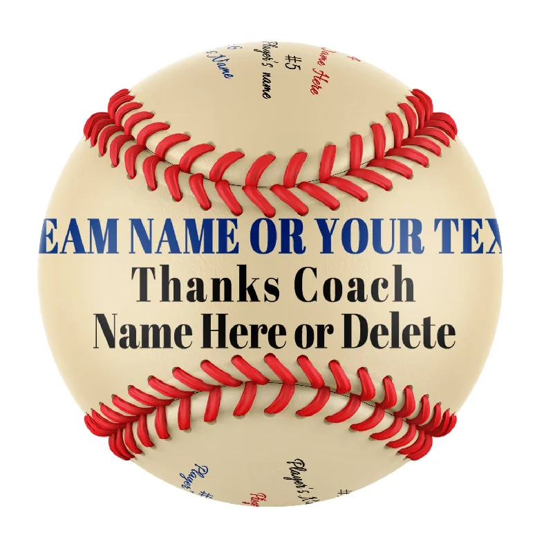 Baseball Holding Runners-Personalized Cream Thanks Coach Gift Baseballs