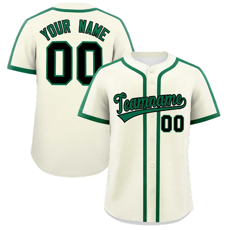 Baseball Jersey For Sports Fans-Custom Cream Kelly Green Personalized Classic Authentic Baseball Jersey