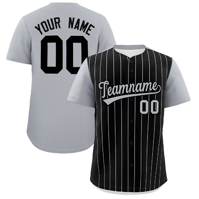 Baseball Jersey With Classic White-Custom Black Gray Pinstripe Personalized Two-Tone Authentic Baseball Jersey