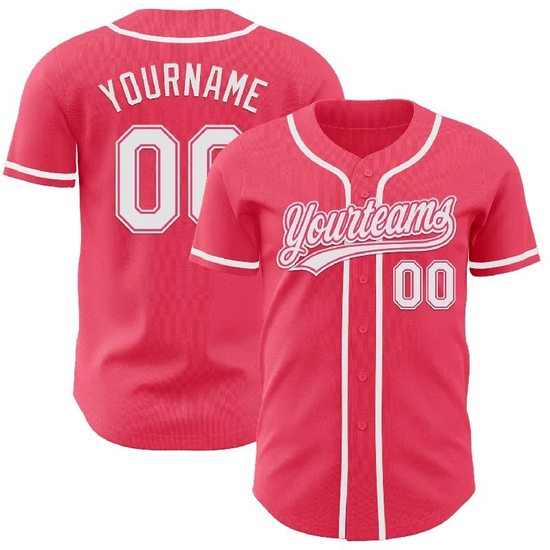 Baseball Jersey With Sleeveless Design-Custom Neon Pink White Authentic Baseball Jersey