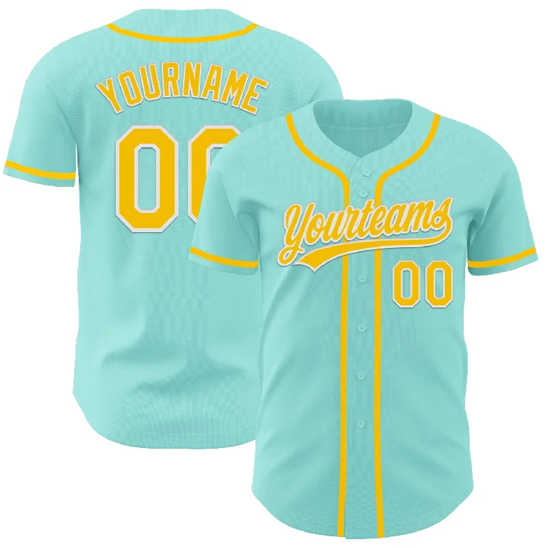 Baseball Jersey With Authentic Design-Custom Ice Blue Yellow-White Authentic Baseball Jersey