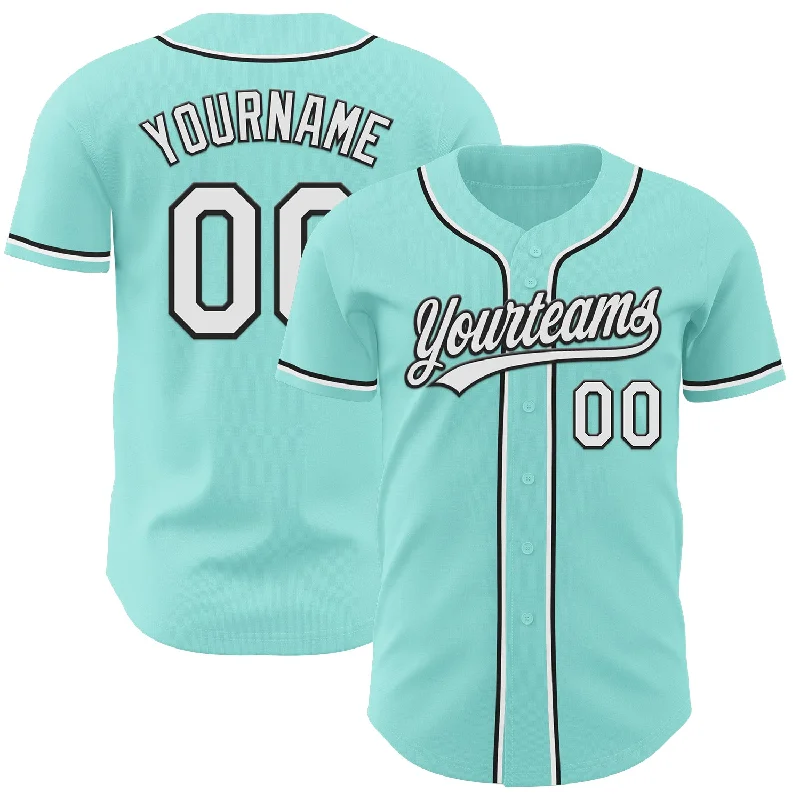 Baseball Jersey With Stripes-Custom Ice Blue White-Black Authentic Baseball Jersey