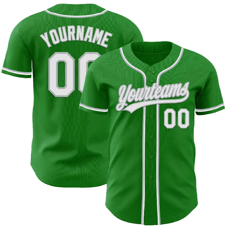 Baseball Jersey For Sports Fans-Custom Grass Green White-Gray Authentic Baseball Jersey