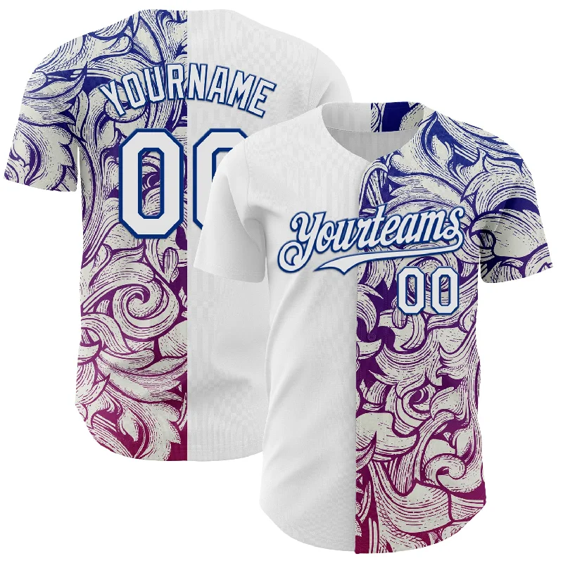 Baseball Jersey With Short Sleeves-Custom White Royal 3D Pattern Design Vintage Tattoos Authentic Baseball Jersey